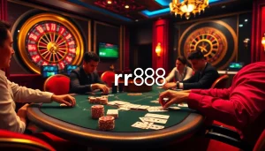 Players strategizing at a high-stakes poker table while enjoying the rr88 casino experience.