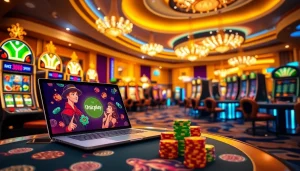 Engaging scene of Onicplay interface amidst bustling casino excitement, showcasing thrilling slot wins.