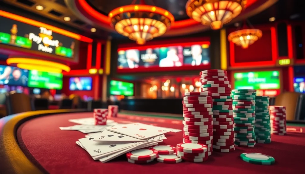 Nonton film indoxxi in a luxurious casino setting with poker cards, chips, and roulette wheel highlighted.