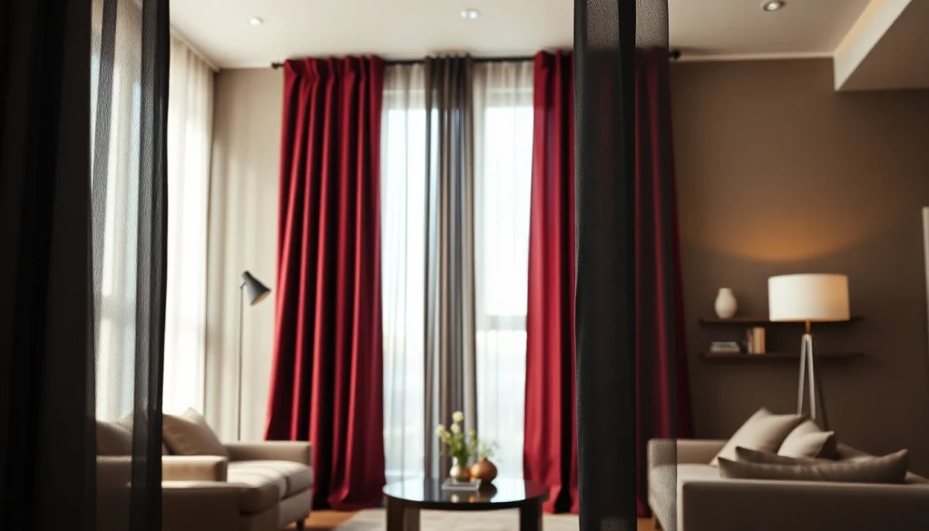 Verduisterende gordijnen in een elegante woonkamer zorgen voor privacy en stijl.