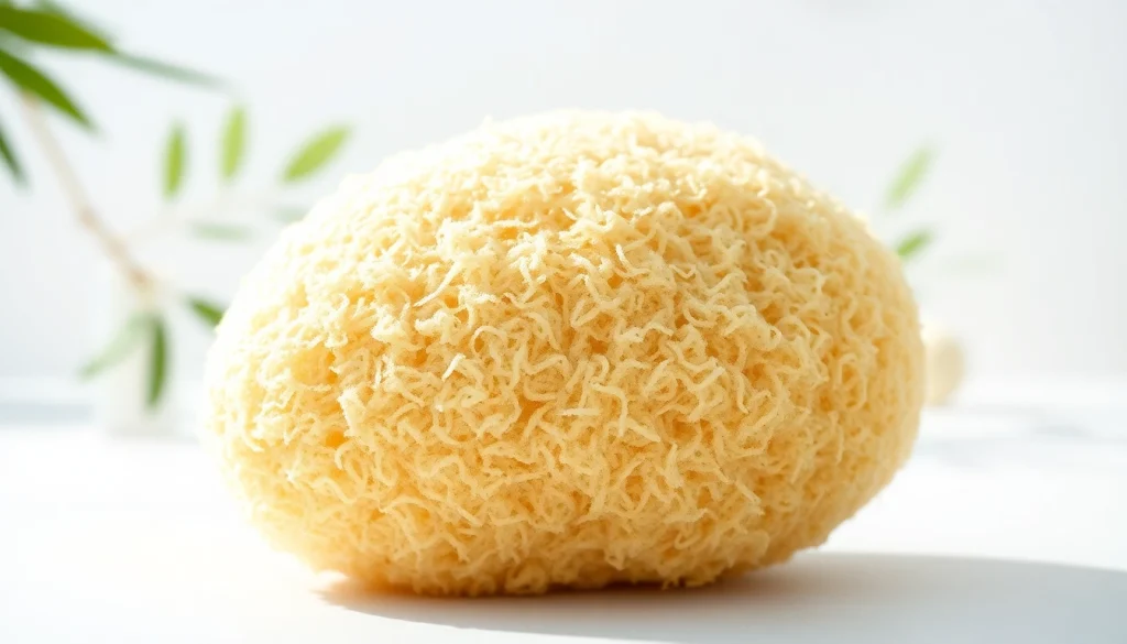 Using a raw loofah sponge for exfoliating natural skincare