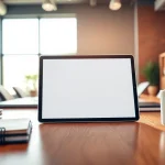 Demuestra el iPad Mini 256GB con un diseño elegante sobre un escritorio moderno.
