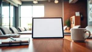 Demuestra el iPad Mini 256GB con un diseño elegante sobre un escritorio moderno.