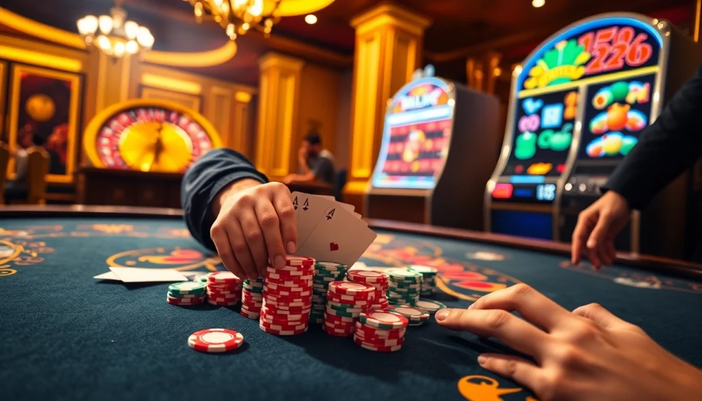 Engage in thrilling gaming at https://789pp.nl/, showcasing colorful poker chips and a spinning roulette wheel.