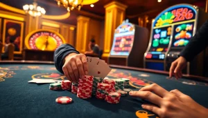 Engage in thrilling gaming at https://789pp.nl/, showcasing colorful poker chips and a spinning roulette wheel.