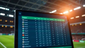 Analyze the league standings - ตารางคะแนน with detailed player stats and rankings displayed in a dynamic interface.
