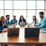 Hire business development reps collaborating in a bright office environment to enhance team effectiveness.