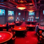 Experience the excitement of ev88win.live with our engaging online casino illustration, featuring diverse players and luxurious gaming tables.