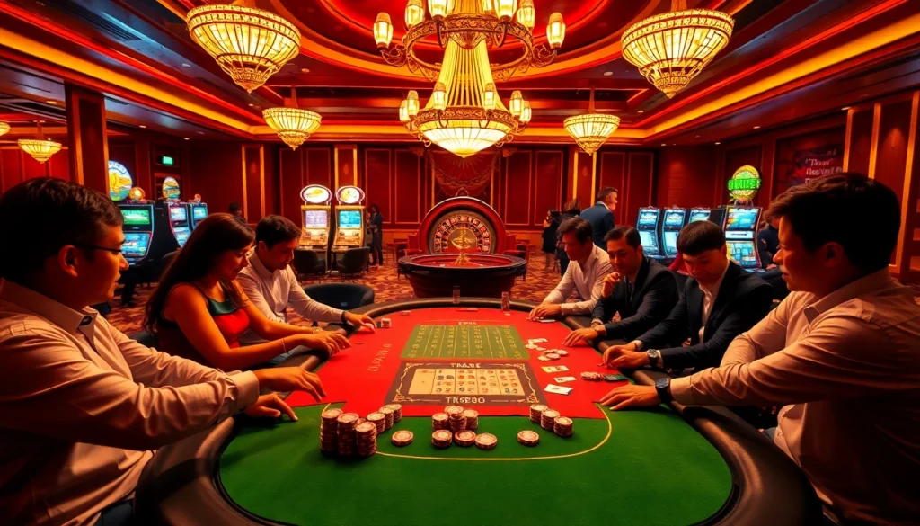 Players enjoying a TR88-themed poker game at an elegant casino table.