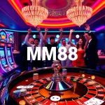 MM88 slot machines and roulette table creating an exciting gambling atmosphere.