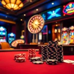 VMAX poker chips on an elegant casino table, emphasizing luxury and excitement in gambling.
