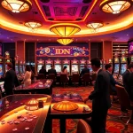 Players enjoy immersive idn slot games surrounded by vibrant casino visuals.