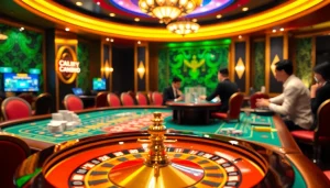 Engage in thrilling casino action at https://hanoiculturetravel.com/ surrounded by vibrant gambling elements and excitement.
