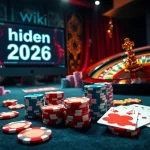 Experience thrilling gameplay at a casino table with 'hidden wiki 2026' links, showcasing poker chips and vibrant cards.