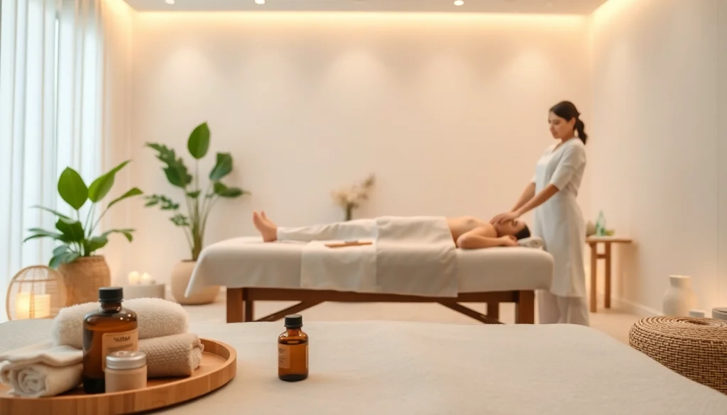 Relaxing 출장안마 service by a professional therapist in a serene spa setting.