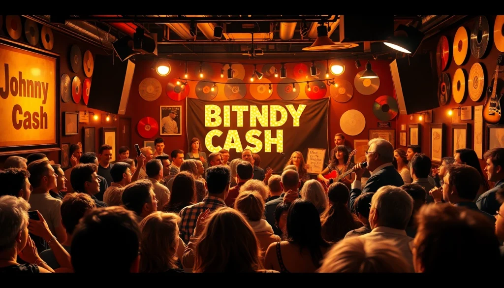 Celebrating Johnny Cash's birthday at johnnycashbirthday.com with a lively audience and band performance.