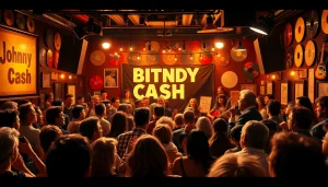 Celebrating Johnny Cash's birthday at johnnycashbirthday.com with a lively audience and band performance.