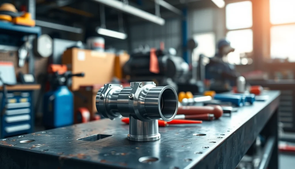 Showcase of RVNG Performance Fittings in a professional automotive workshop, emphasizing quality.