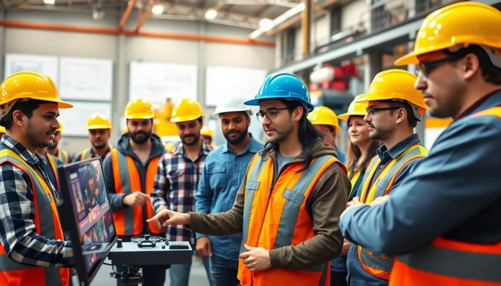 Construction workforce development training session highlighting teamwork and safety.