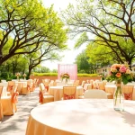 Enhance your events with beautiful Event Rentals featuring decorated tables outdoors.