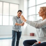 Patient receiving physiotherapy edmonton guidance in a modern clinic setting.