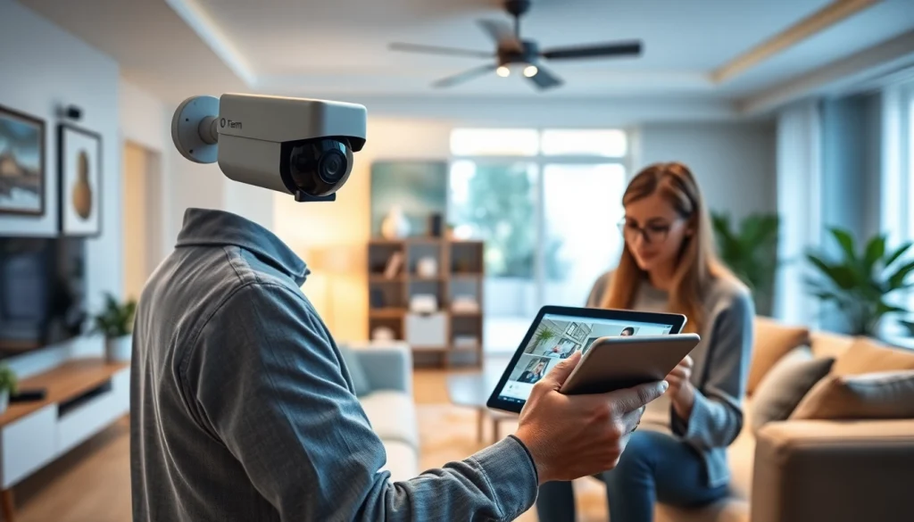 Alarmas de seguridad avanzadas instaladas en una vivienda moderna, que muestran tecnología fácil de usar en una sala de estar elegante.