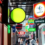 Sign design showcasing vibrant and creative custom signs in an urban environment.