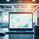 Analyze competitor performance with AI for competitor analysis tools displayed on a laptop.
