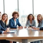 Business meeting representing luxembourg soparfi benefits with diverse professionals discussing strategies.