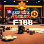 Experience the thrill of F168 casino gaming with elegant poker chips and sophisticated tables.