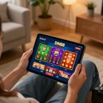 Logging in to DN88 app with engaging screen displaying exciting casino games in a cozy home setup.