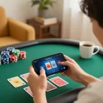 Enjoying interactive gaming on Sepuhplay using smartphone during a cozy home session