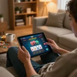 Engaging in online casino gaming on a tablet, featuring giường bệnh nhân amongst strategic elements.