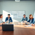 Collaborative discussion on company formation USA in a modern office setting.