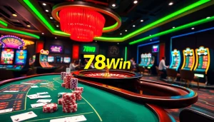 Players enjoying exciting games at 78Win online casino, featuring vibrant tables and slot machines.
