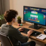 KJC players enjoying an online blackjack game from a cozy home setup.