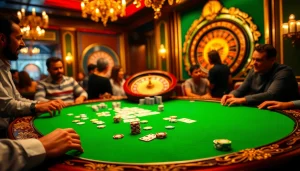 Ação emocionante de pôquer em uma mesa de cassino luxuosa com elementos de jogo temáticos aa888.