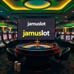 Experience the thrill of winning at jamuslot with vibrant slot machines and luxurious casino tables.