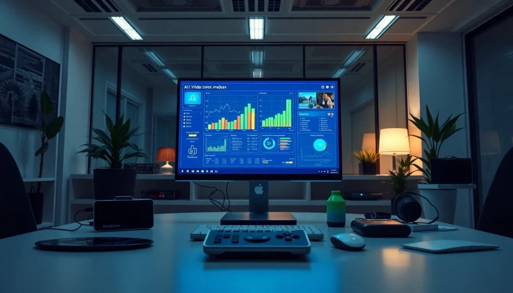 Generate video to prompt ai outputs in a modern, high-tech office setting.