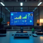 Generate video to prompt ai outputs in a modern, high-tech office setting.