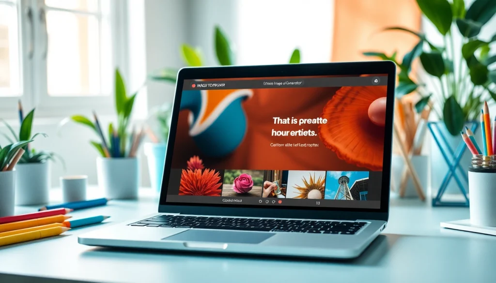Innovative interface displaying image to prompt ai generator on a modern laptop.