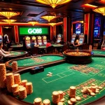 Players enjoying high-stakes games at the luxurious GO88 casino, featuring vibrant roulette and poker tables.
