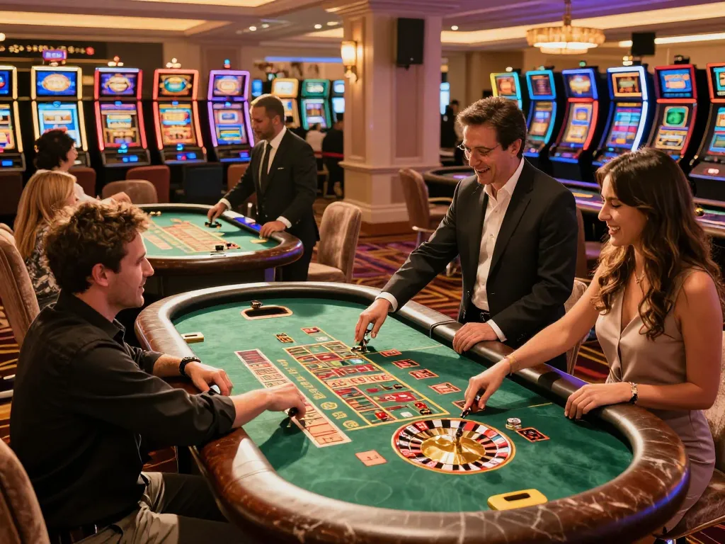 Players engaging in dynamic roulette action at a vibrant casino, highlighting 5699 gaming excitement and strategy.