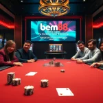 Experience the excitement of professional gambling with https://bem88.com, featuring a poker table and vibrant casino atmosphere.