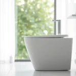 Il bidet elegante e moderno in un bagno luminoso e accogliente.