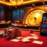 Players engaging with NK88's online casino interface, featuring vibrant poker chips and cards.