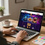 Engaging online player enjoying games on lc88,com, depicting a cozy home gaming setup.