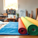 Canvas kopen voor creatieve projecten in een kleurrijke studio setting.