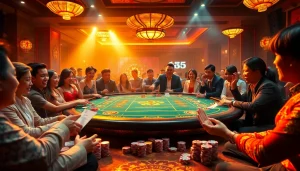 Engaging players at the Tài Xỉu MD5 game, showcasing excitement and dynamic gambling atmosphere.