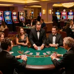 Thrilling blackjack action at the casino featuring B52 players strategizing their bets